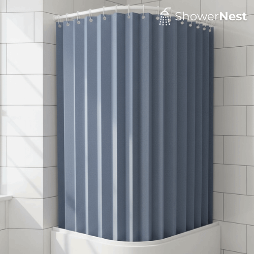 Blue Pleated Pinch Curtain - Foldable Curtain