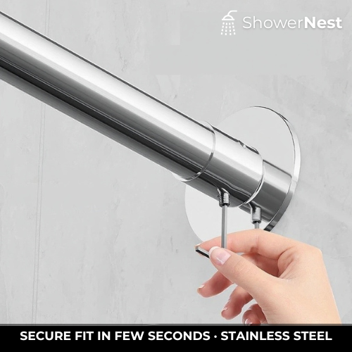 Bent Ajustable Shower Curtain Rod – No Drilling Stainless Steel
