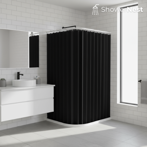 Black Pinch Pleat Curtains with Hooks – Foldable Curtain