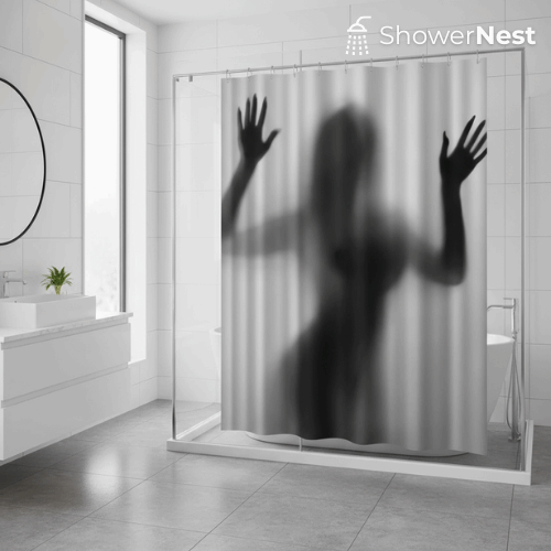 Elegant Women's Portrait Art Shadow Shower Curtain