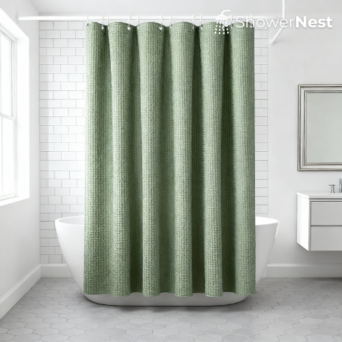 Green Extra Long Shower Curtain - Heavy Duty Polyester
