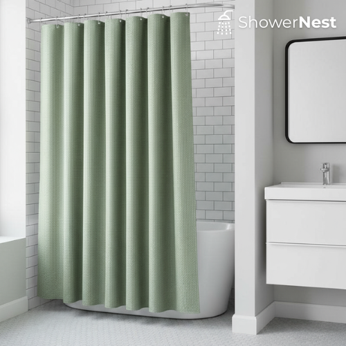 Green Extra Long Shower Curtain - Heavy Duty Polyester