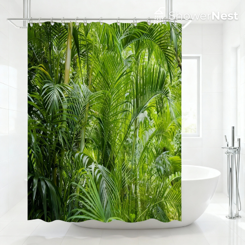 Green Shower Curtain – Tropical Plant