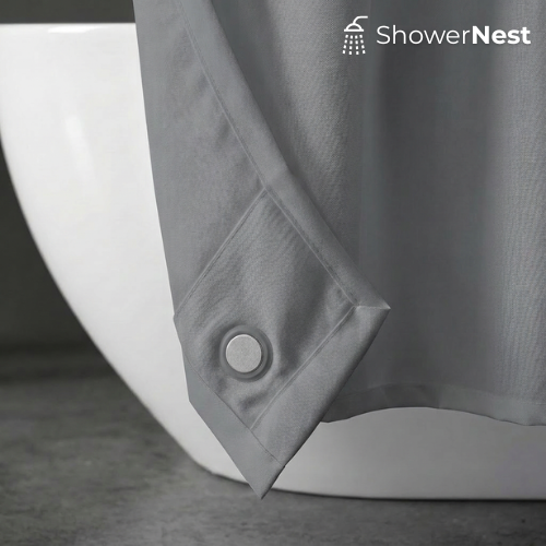 Grey Magnet Weighted PEVA Shower Curtain & Liner