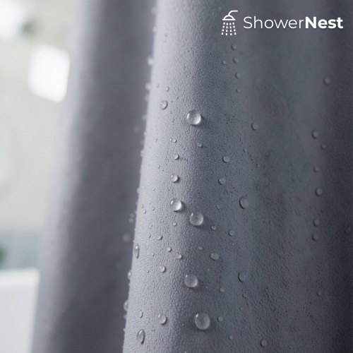 Grey PEVA Shower Curtain - Waterproof Plastic