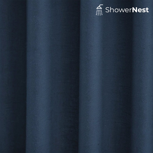 Navy Blue PEVA Shower Curtain – Waterproof Bathroom