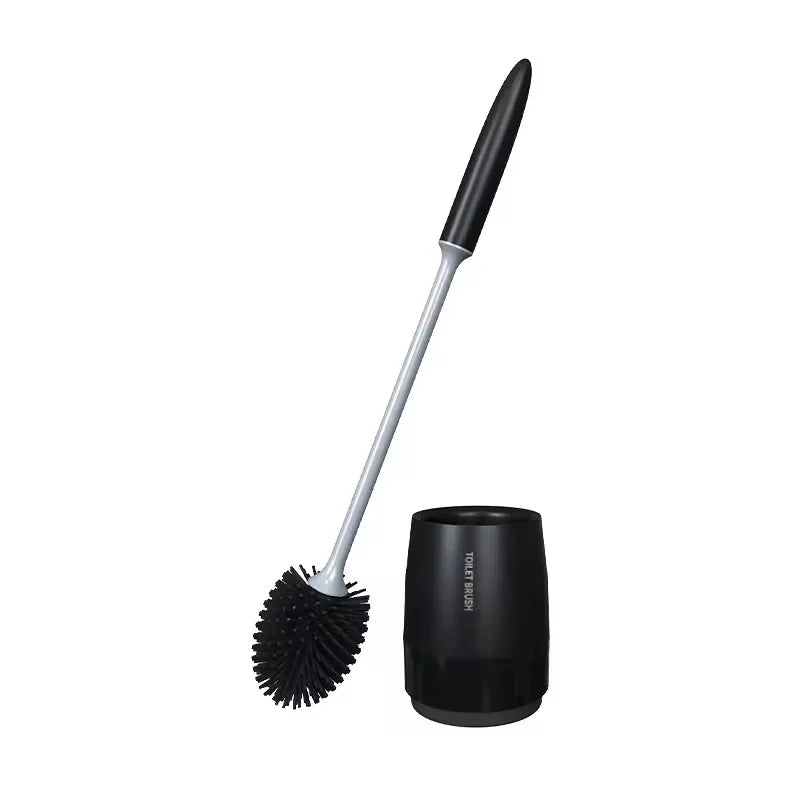 Silicone Toilet Brush & Holder Set – Olive Shape, White or Black