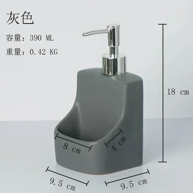 Ceramic dish soap dispenser with sponge holder – Grey – ShowerNest Australia