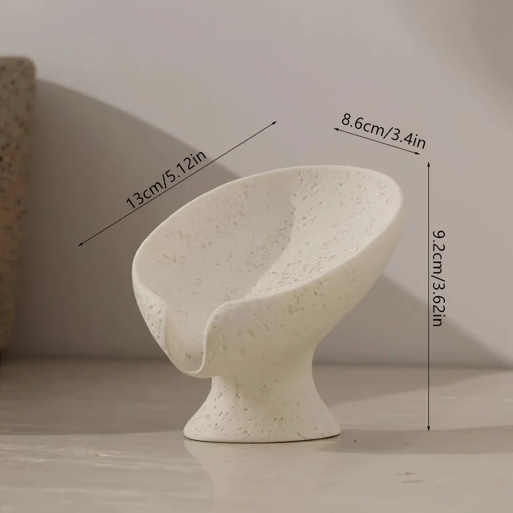 Ivory leaf soap dish on a stand