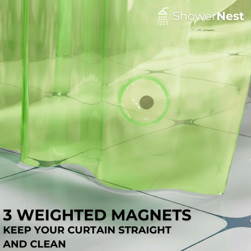 Weighted PEVA Green Shower Curtain