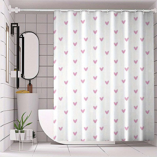 Pink Shower Curtain – Pink Heart Pattern (Valentine’s Edition)