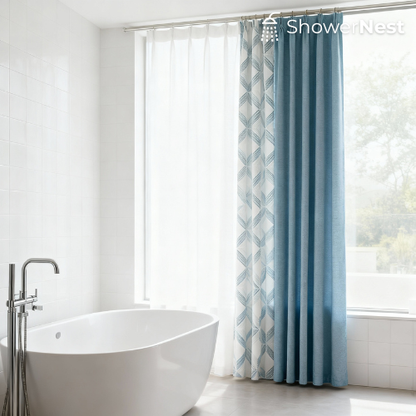 Bright Blue Linen Shower Curtain – 100x250cm to 250x500cm