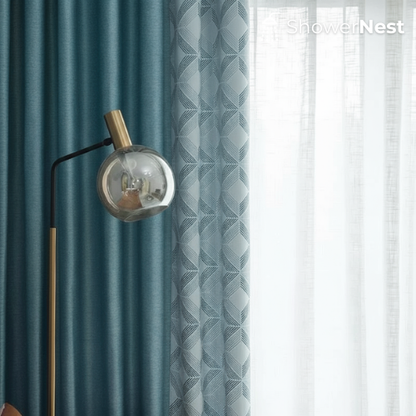 Bright Blue Linen Shower Curtain – 100x250cm to 250x500cm