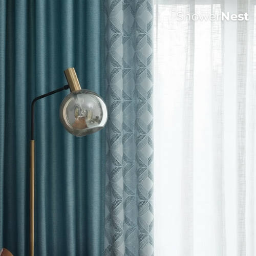 Bright Blue Linen Shower Curtain – 100x250cm to 250x500cm