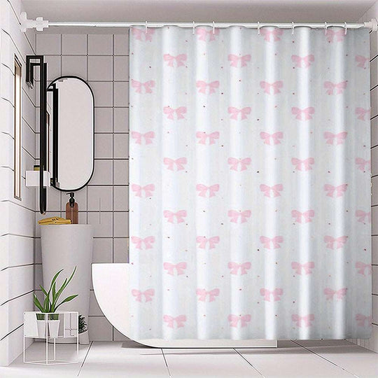 Valentine Shower Curtain – White & Pink Romantic Design