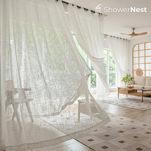 Sheer S Fold Curtains Linen White – Modern Light Filtering Design
