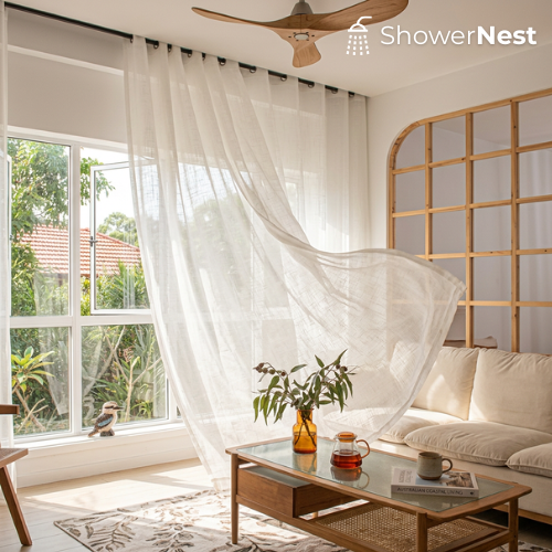 Sheer S Fold Curtains Linen White – Modern Light Filtering Design