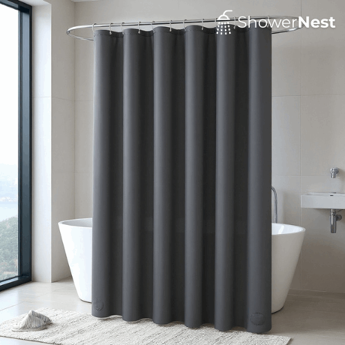 Grey Plastic Shower Curtain - Waterproof Plastic