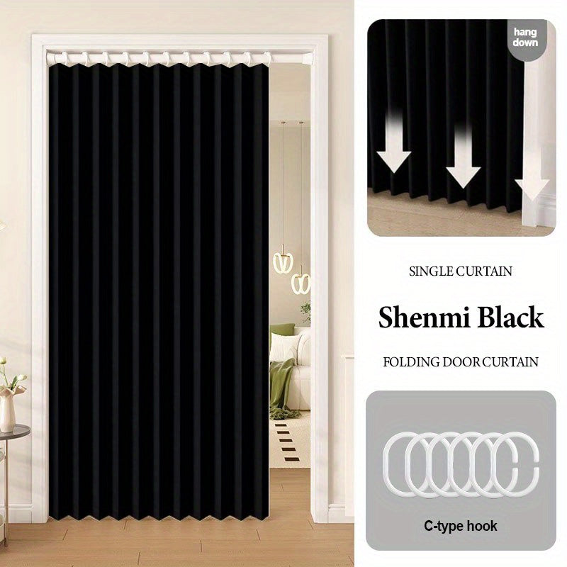 Black Pleated Pinch Curtain - Foldable Curtain