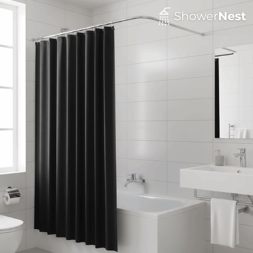 Black Pleated Pinch Curtain - Foldable Curtain