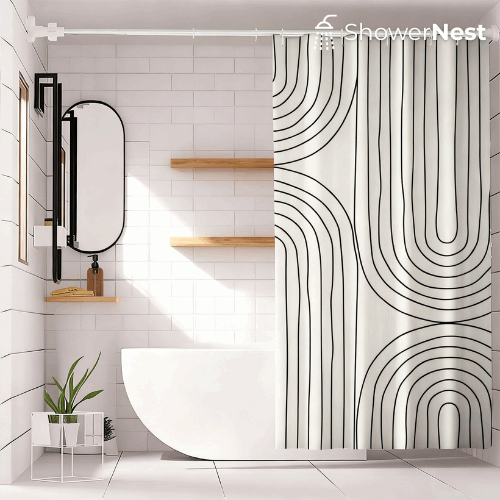 White Modern Shower Curtain – Machine Washable