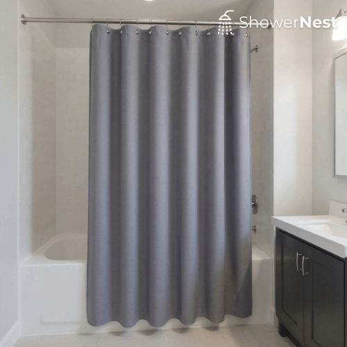 Grey Linen Shower Curtain – Polyester Fabric