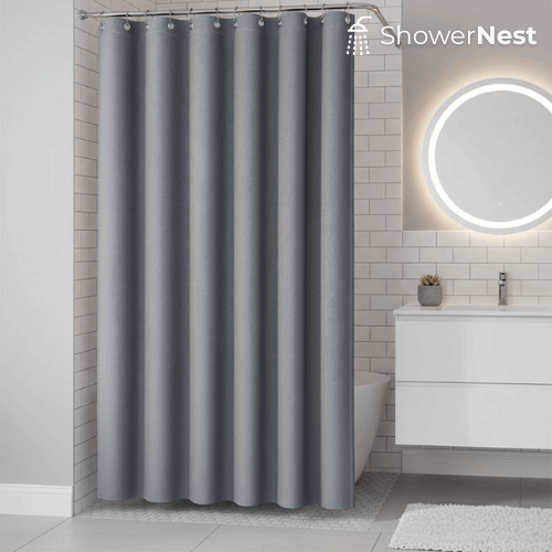 Grey Linen Shower Curtain – Polyester Fabric