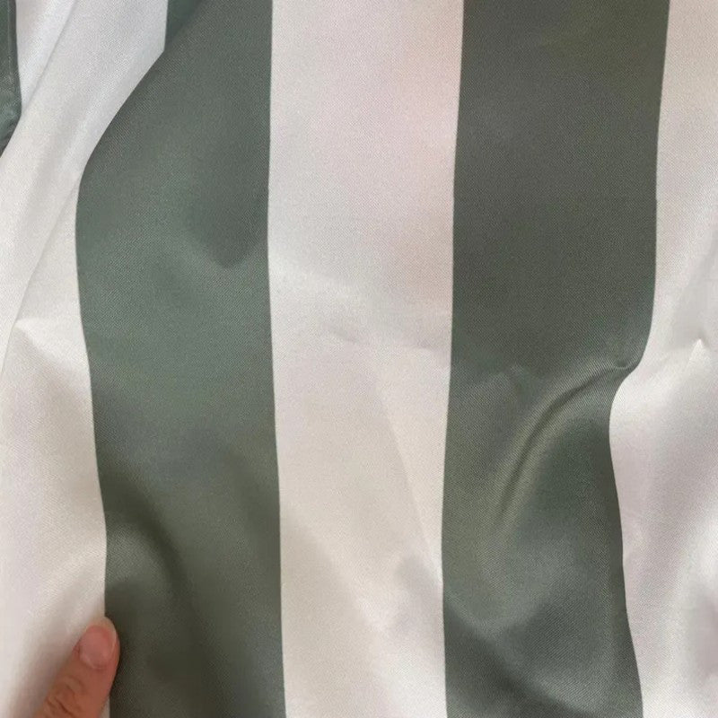 Green Shower Curtain – Rustic Farmhouse Vertical Stripes