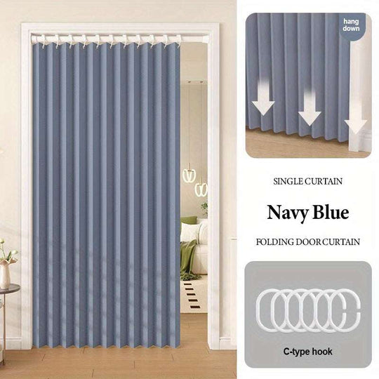 Black Pleated Pinch Curtain - Foldable Curtain