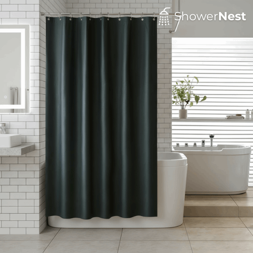 [PEVA Shower Curtain] 5G PEVA Black Shower Curtain Lining | Plastic Shower Curtain, Partition Curtain, Opaque, with Loop Holes and Magnetic Weights, Good Transparency
