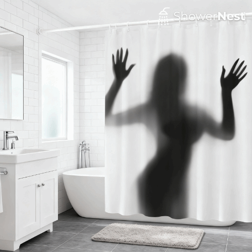 1pc Elegant Women's Portrait Art Shadow Shower Curtain, High end Elegant Bathroom Curtain, Bathroom Decoration Pattern