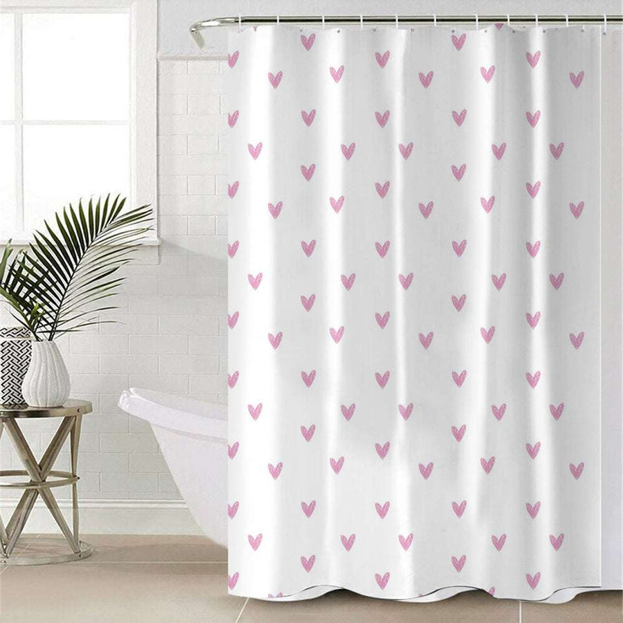 Pink Shower Curtain – Pink Heart Pattern (Valentine’s Edition)