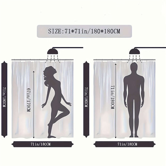 Grey Plastic Shower Curtain - Waterproof Plastic