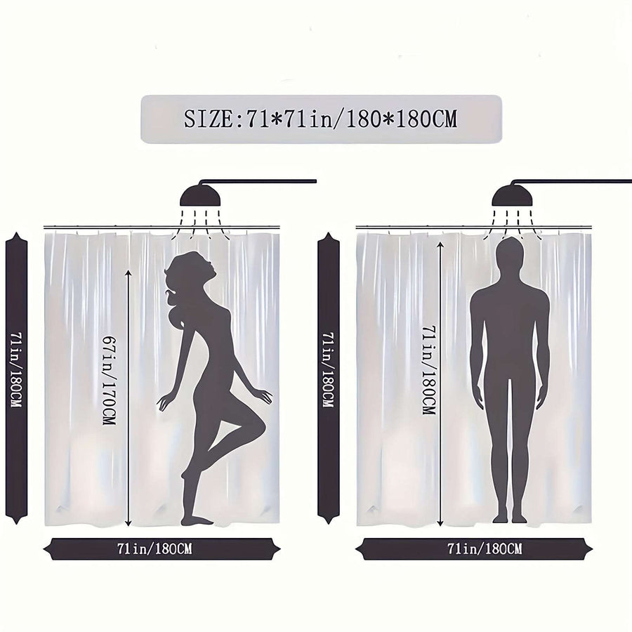 Grey Plastic Shower Curtain - Waterproof Plastic
