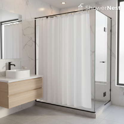 White Extra Long Shower Curtain – Up to 300cm
