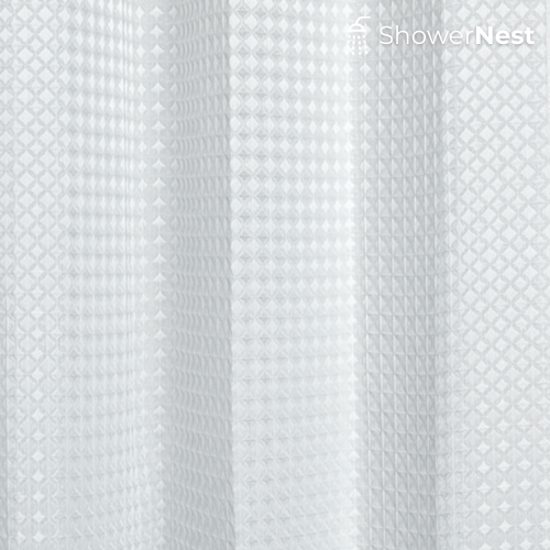 White Extra Long Shower Curtain – Luxury Jacquard Weave