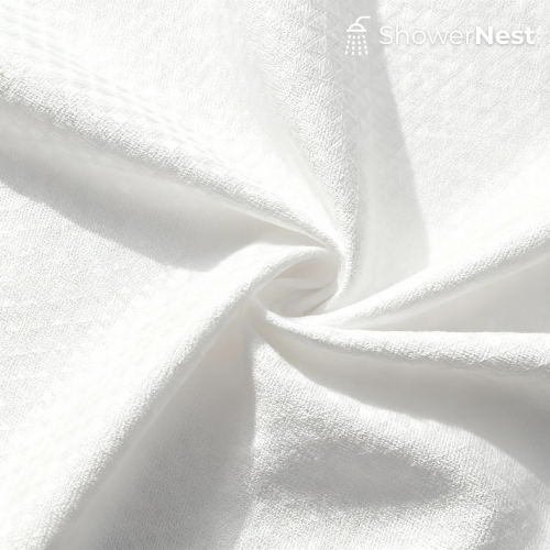White Extra Long Shower Curtain – Luxury Jacquard Weave