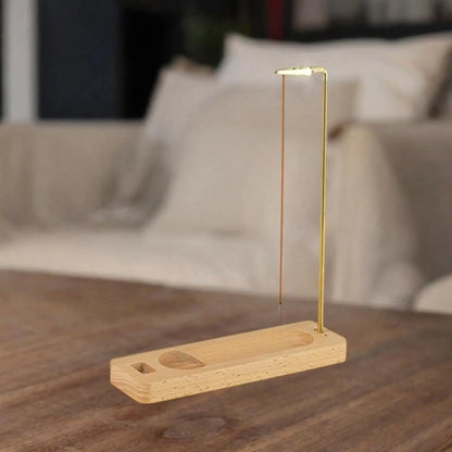 Wooden palo santo and sage holder with brass stand second view – ShowerNest Australia