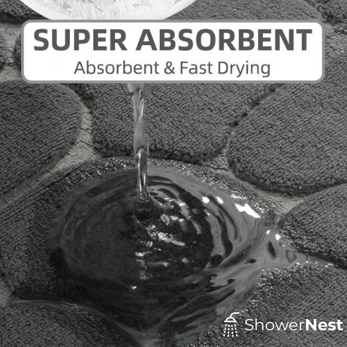Absorbent Stone Bath Pebble Mats Non Slip in a modern luxury Australian bathroom