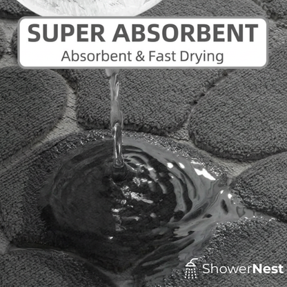 Absorbent Stone Bath Pebble Mats Non Slip in a modern luxury Australian bathroom