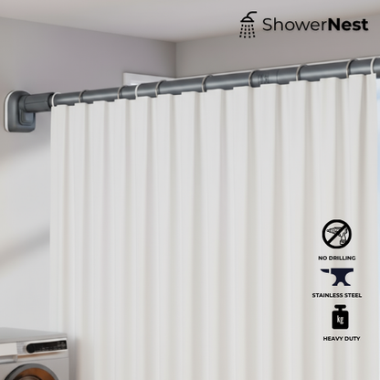 Adjustable Shower Curtain Rod –  Stainless Steel No-Drill Telescopic