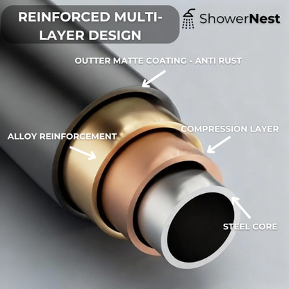 Adjustable Shower Curtain Rod –  Stainless Steel easy reinforced mlti-layer design