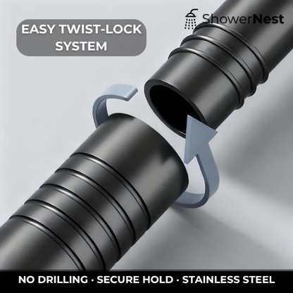 Adjustable Shower Curtain Rod –  Stainless Steel easy twist lock system