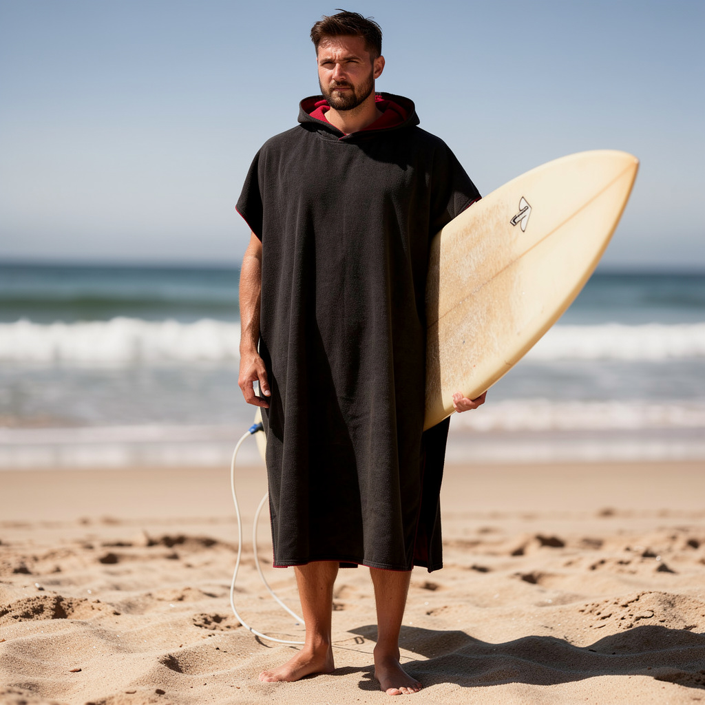 Adult quick-dry microfibre towel hoodie in black – ShowerNest Australia