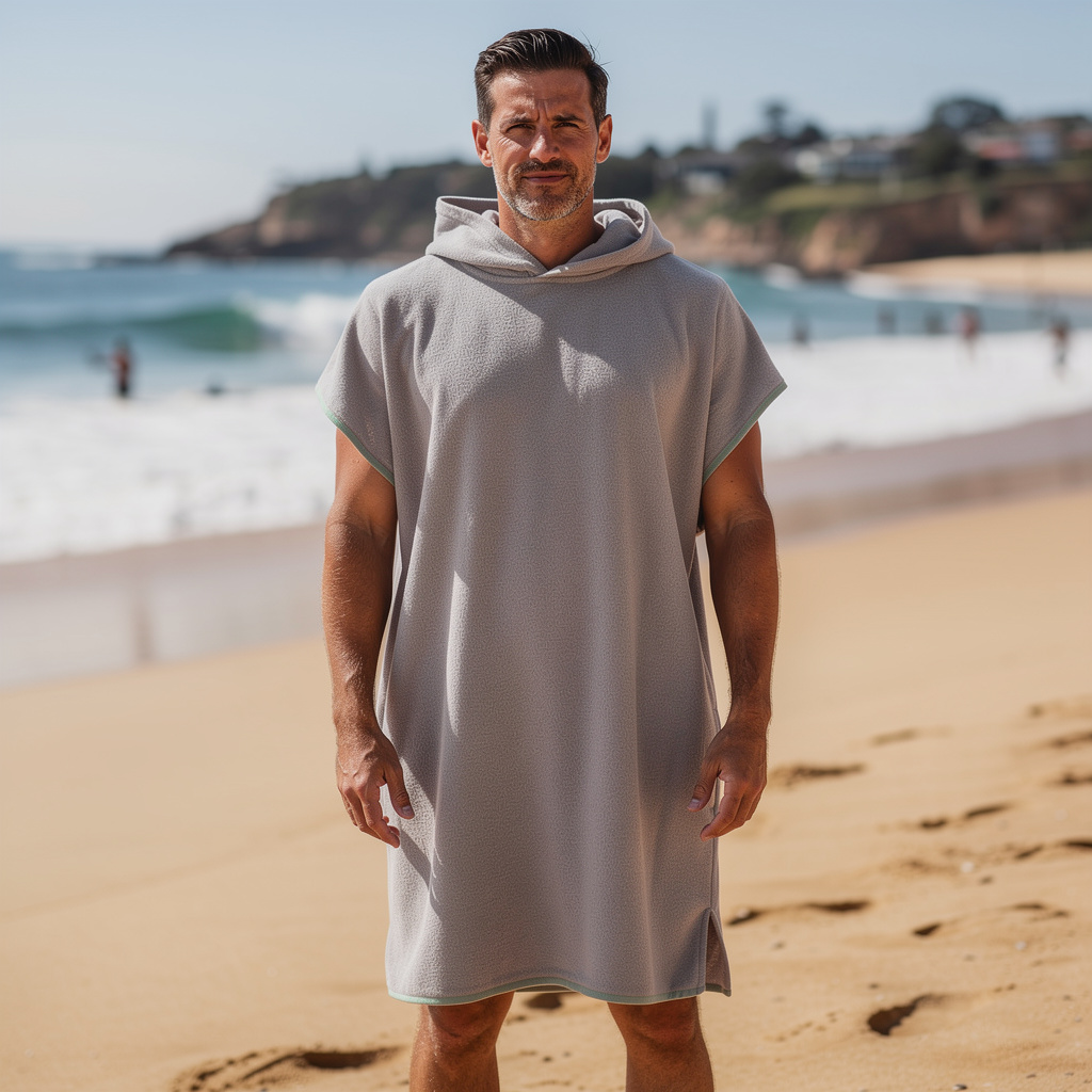 Adult quick-dry microfibre towel hoodie in grey – ShowerNest Australia