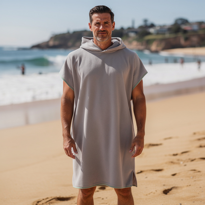 Adult quick-dry microfibre towel hoodie in grey – ShowerNest Australia