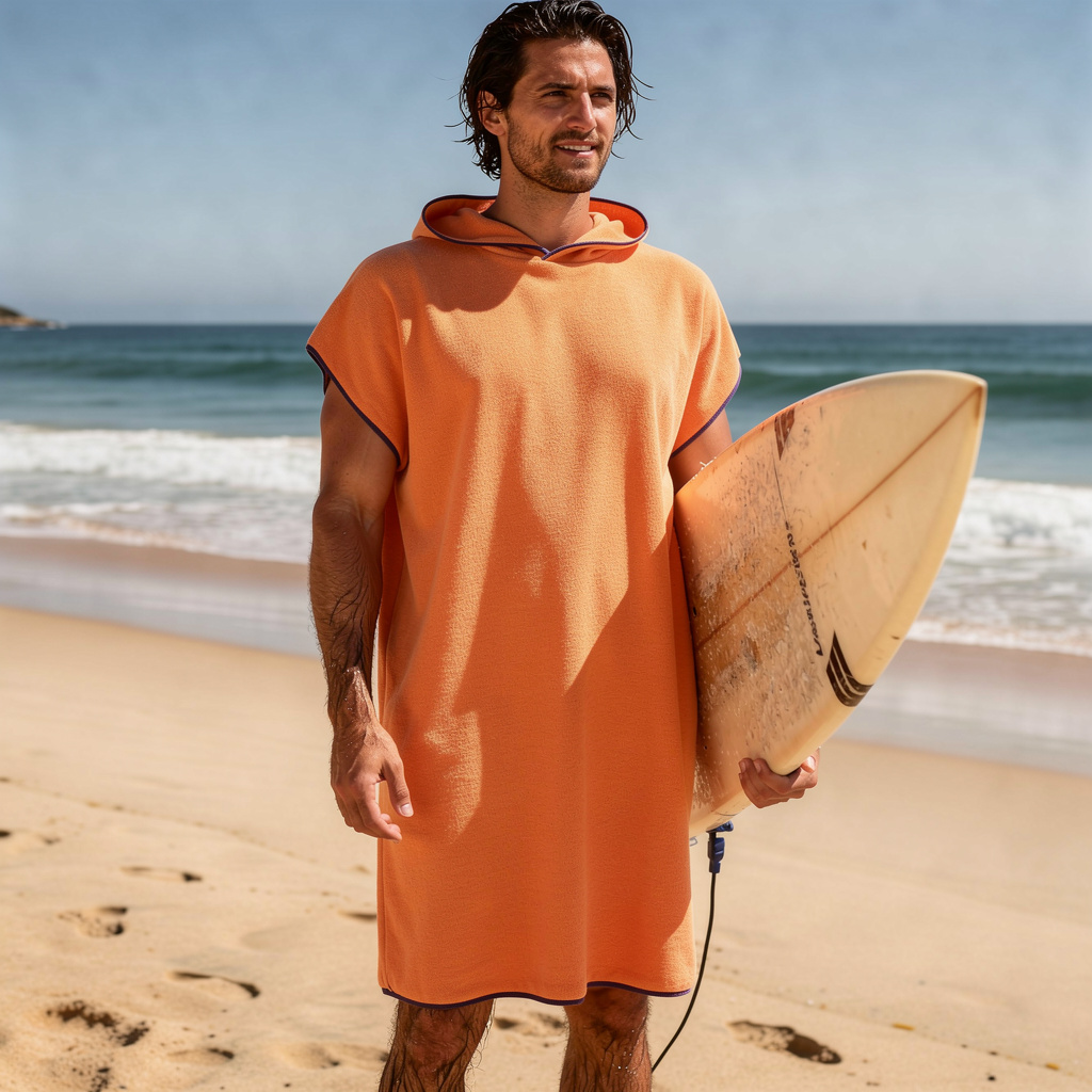 Adult quick-dry microfibre towel hoodie in orange – ShowerNest Australia