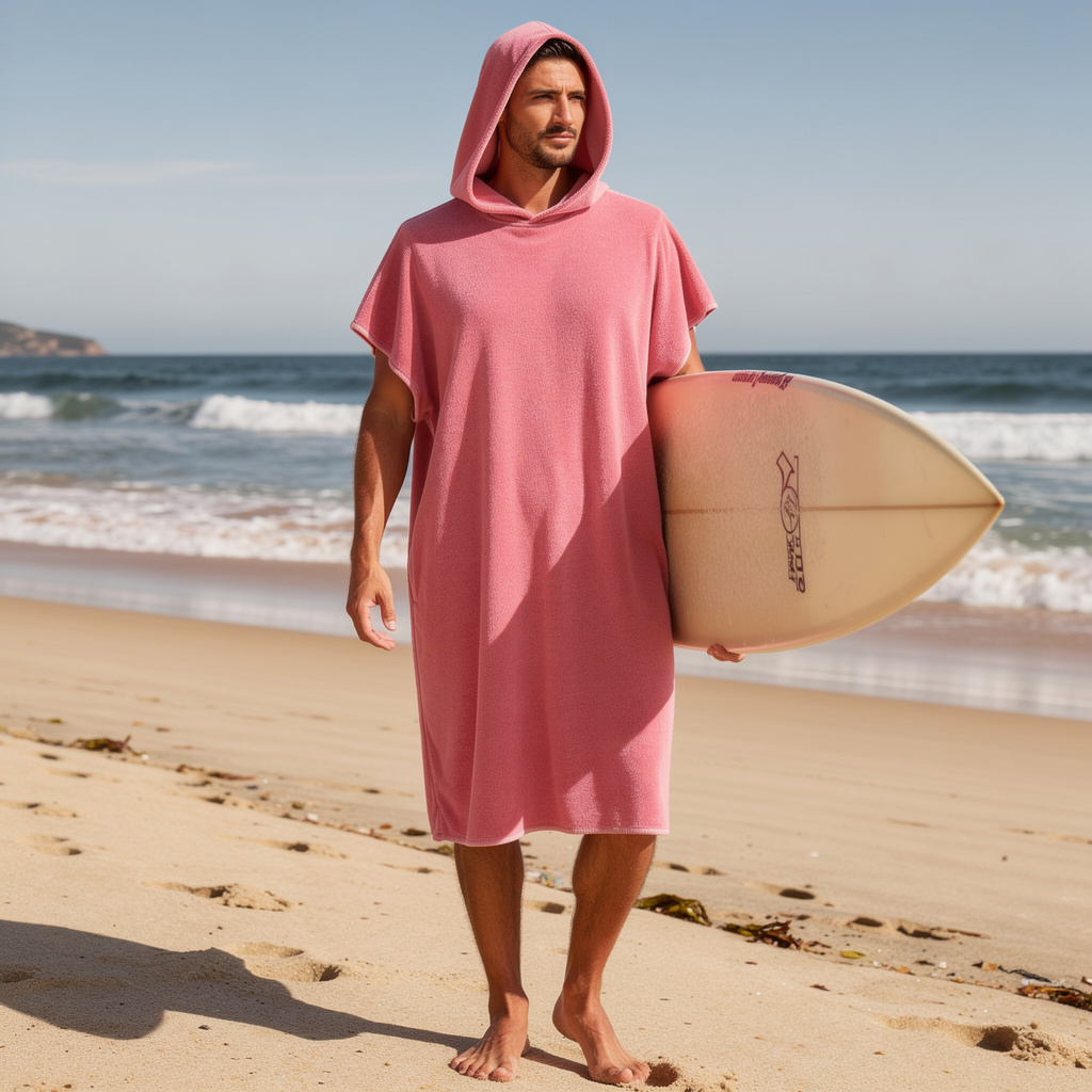 Adult quick-dry microfibre towel hoodie in pink – ShowerNest Australia