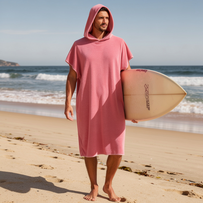 Adult quick-dry microfibre towel hoodie in pink – ShowerNest Australia