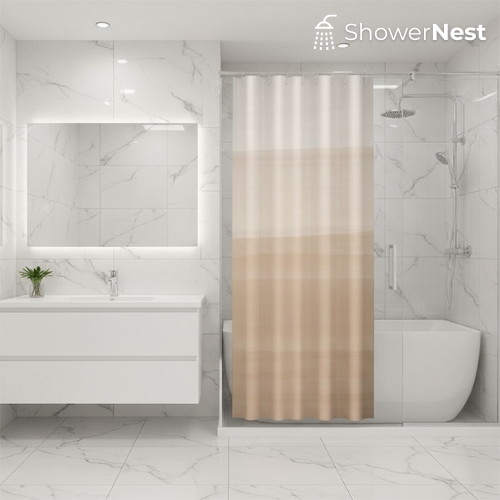 Beige Shower Curtain – Modern Gradient Ombre Design